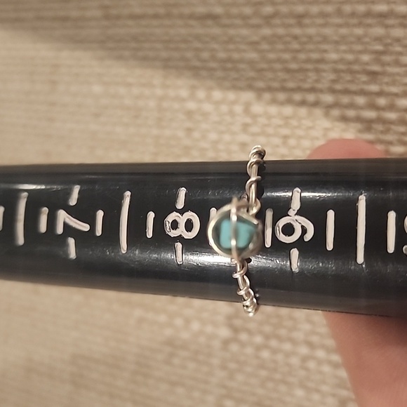 Silver Wire Wrapped Ring with Turquoise Stone - Picture 2 of 3